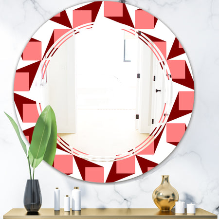 Retro Geometrical Abstract Minimal Pattern XIII - Modern Round or Oval Wall Mirror - Triple C