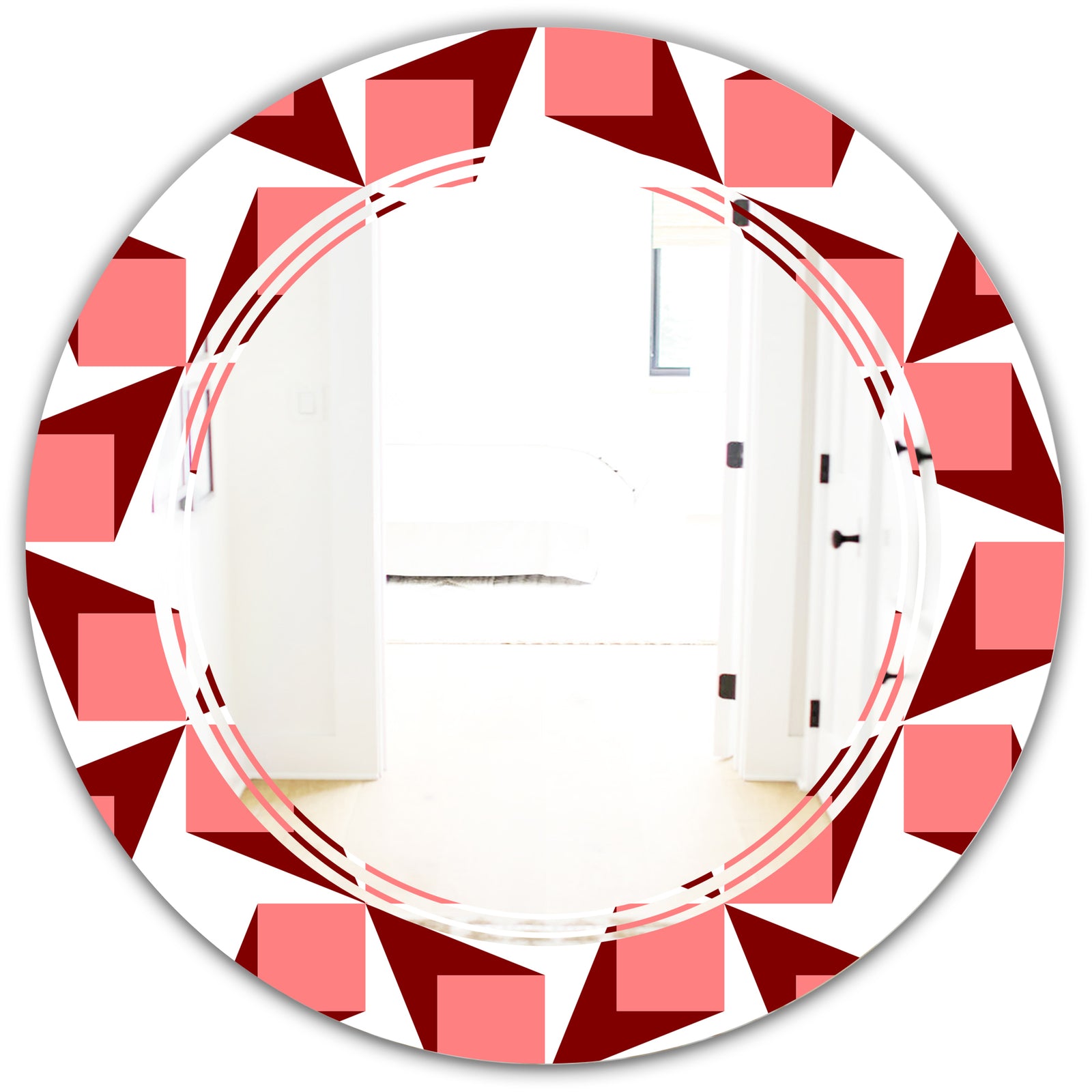 Retro Geometrical Abstract Minimal Pattern XIII - Modern Round or Oval Wall Mirror - Triple C
