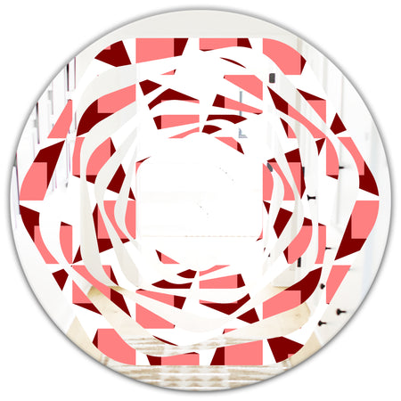 Retro Geometrical Abstract Minimal Pattern XIII - Modern Round or Oval Wall Mirror - Whirl