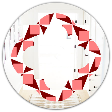 Retro Geometrical Abstract Minimal Pattern XIII - Modern Round or Oval Wall Mirror - Quatrefoil