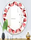 Retro Geometrical Abstract Minimal Pattern XIII - Modern Round or Oval Wall Mirror - Leaves