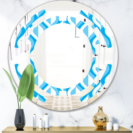 Retro Pattern Abstract Design VI - Modern Round or Oval Wall Mirror - Space