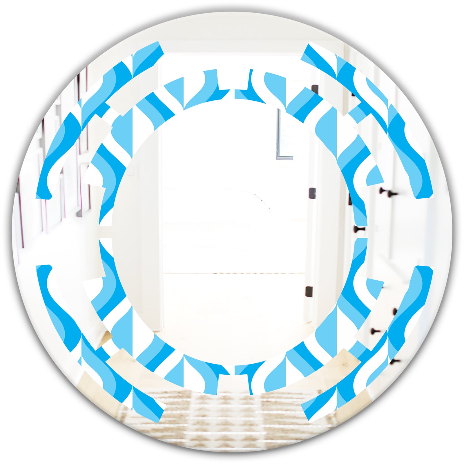 Retro Pattern Abstract Design VI - Modern Round or Oval Wall Mirror - Space