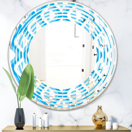 Retro Pattern Abstract Design VI - Modern Round or Oval Wall Mirror - Wave