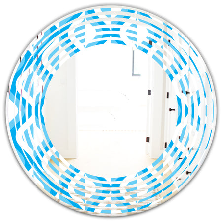 Retro Pattern Abstract Design VI - Modern Round or Oval Wall Mirror - Wave