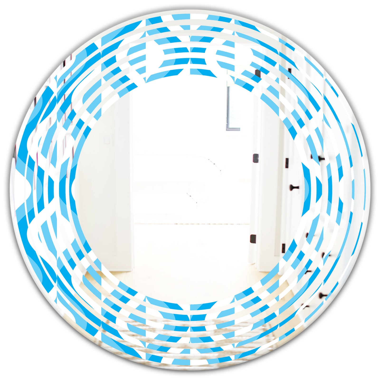Retro Pattern Abstract Design VI - Modern Round or Oval Wall Mirror - Wave