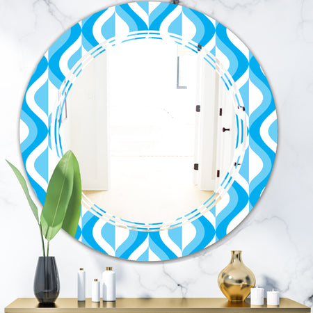 Retro Pattern Abstract Design VI - Modern Round or Oval Wall Mirror - Triple C