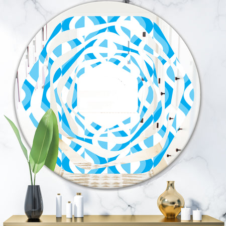 Retro Pattern Abstract Design VI - Modern Round or Oval Wall Mirror - Whirl