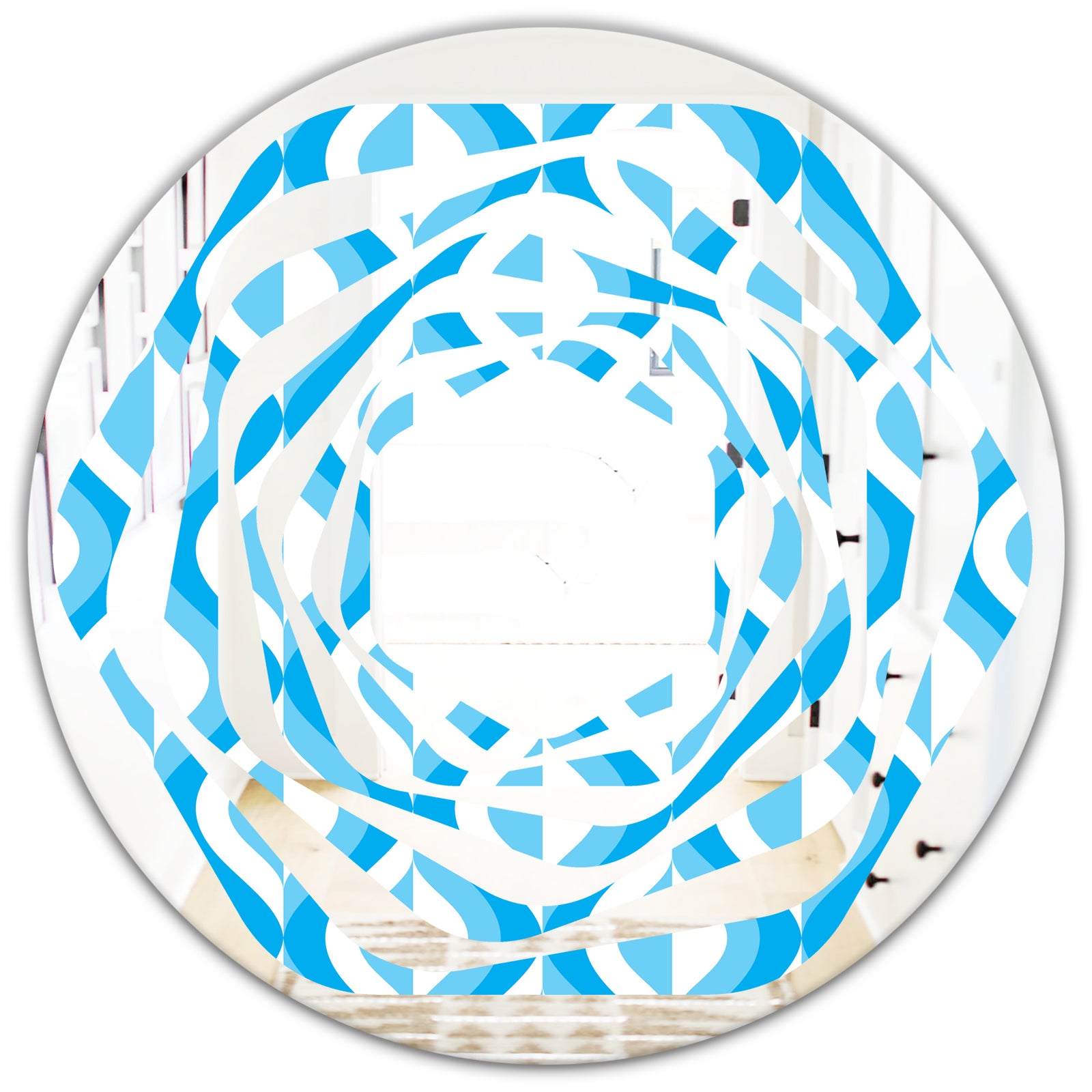 Retro Pattern Abstract Design VI - Modern Round or Oval Wall Mirror - Whirl