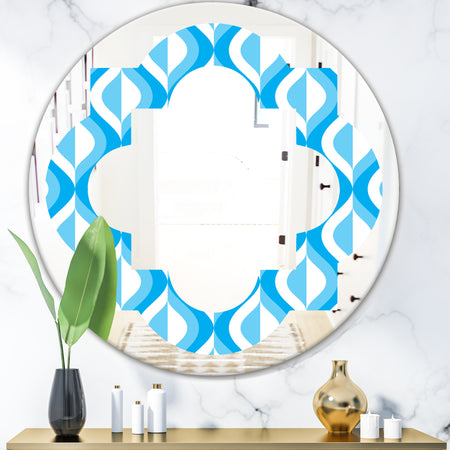 Retro Pattern Abstract Design VI - Modern Round or Oval Wall Mirror - Quatrefoil
