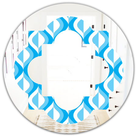 Retro Pattern Abstract Design VI - Modern Round or Oval Wall Mirror - Quatrefoil