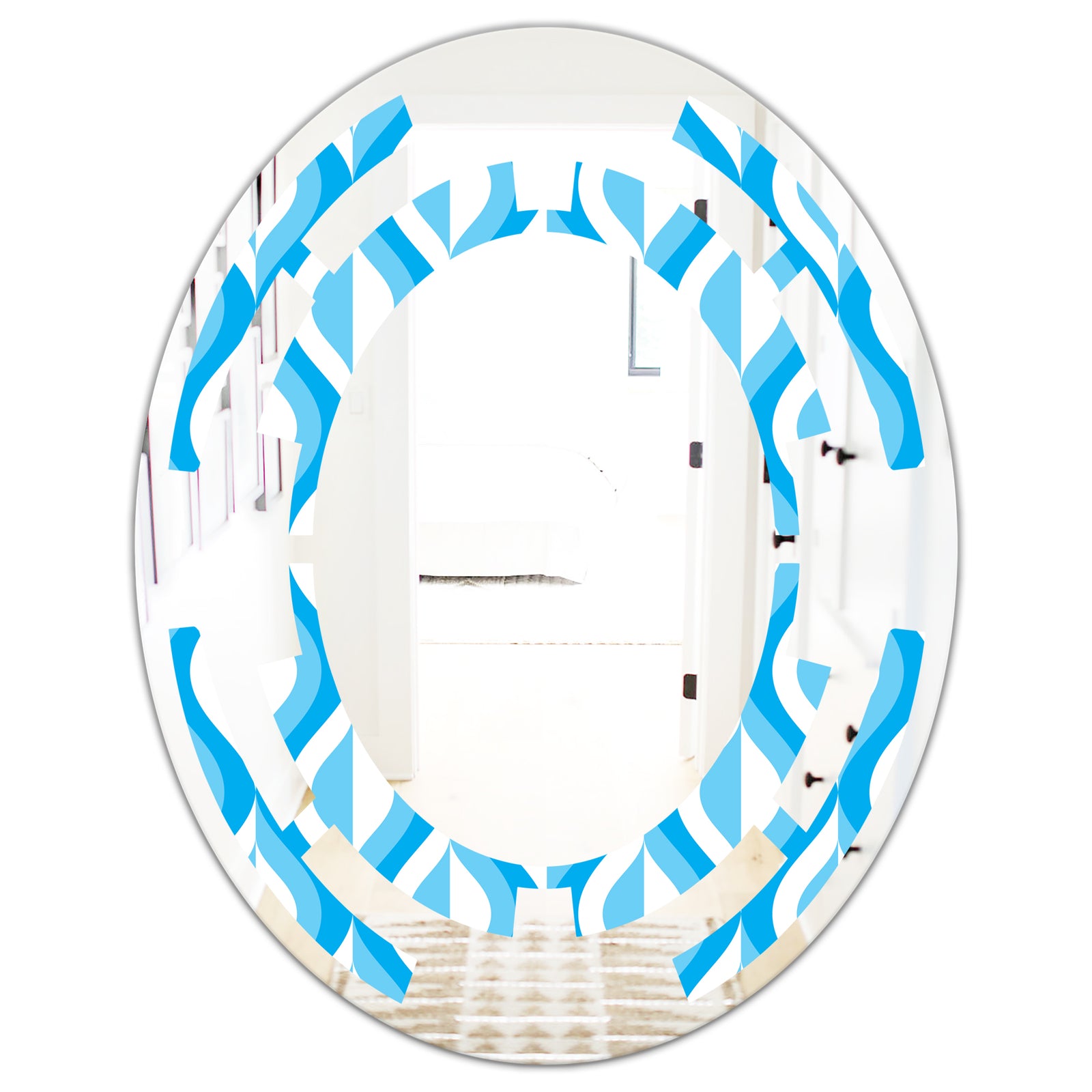 Retro Pattern Abstract Design VI - Modern Round or Oval Wall Mirror - Space
