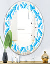 Retro Pattern Abstract Design VI - Modern Round or Oval Wall Mirror - Leaves