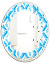 Retro Pattern Abstract Design VI - Modern Round or Oval Wall Mirror - Leaves