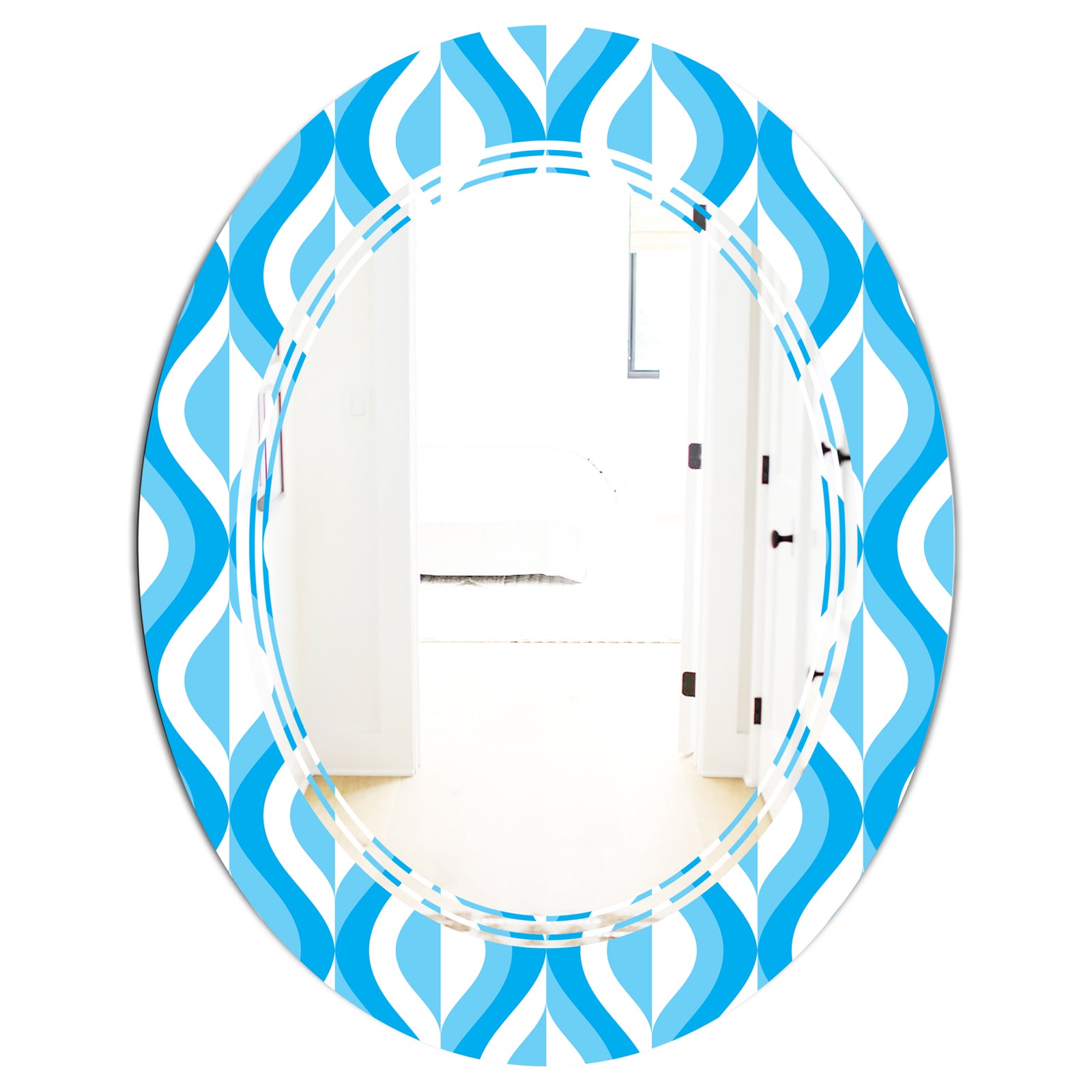 Retro Pattern Abstract Design VI - Modern Round or Oval Wall Mirror - Triple C