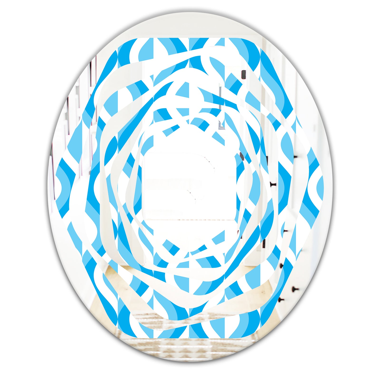 Retro Pattern Abstract Design VI - Modern Round or Oval Wall Mirror - Whirl