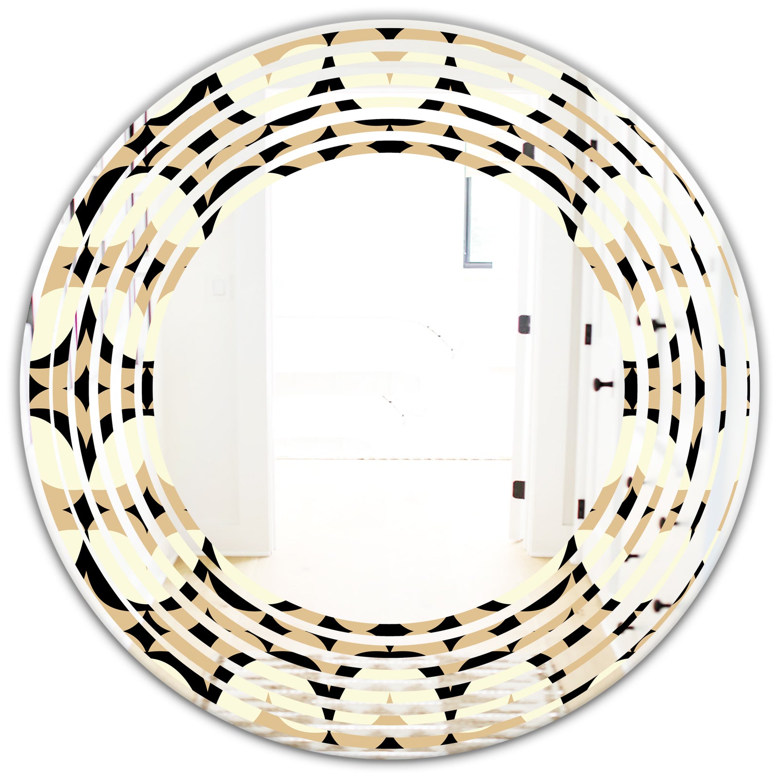 Abstract Retro Geometrical Design VII - Modern Round or Oval Wall Mirror - Wave