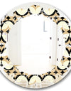 Abstract Retro Geometrical Design VII - Modern Round or Oval Wall Mirror - Leaves