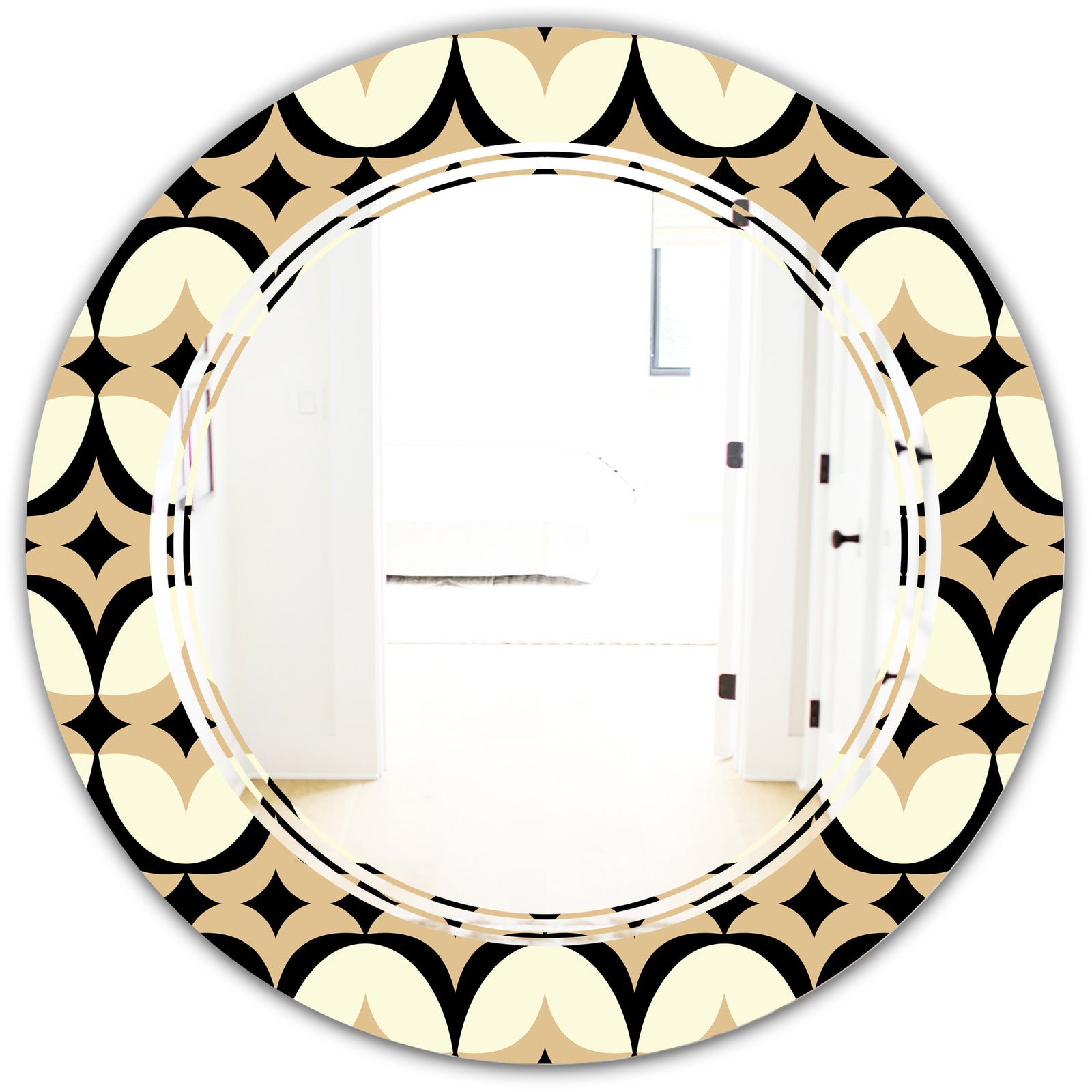 Abstract Retro Geometrical Design VII - Modern Round or Oval Wall Mirror - Triple C