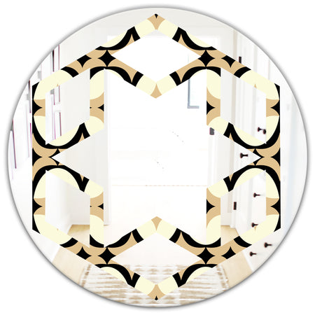 Abstract Retro Geometrical Design VII - Modern Round or Oval Wall Mirror - Hexagon Star