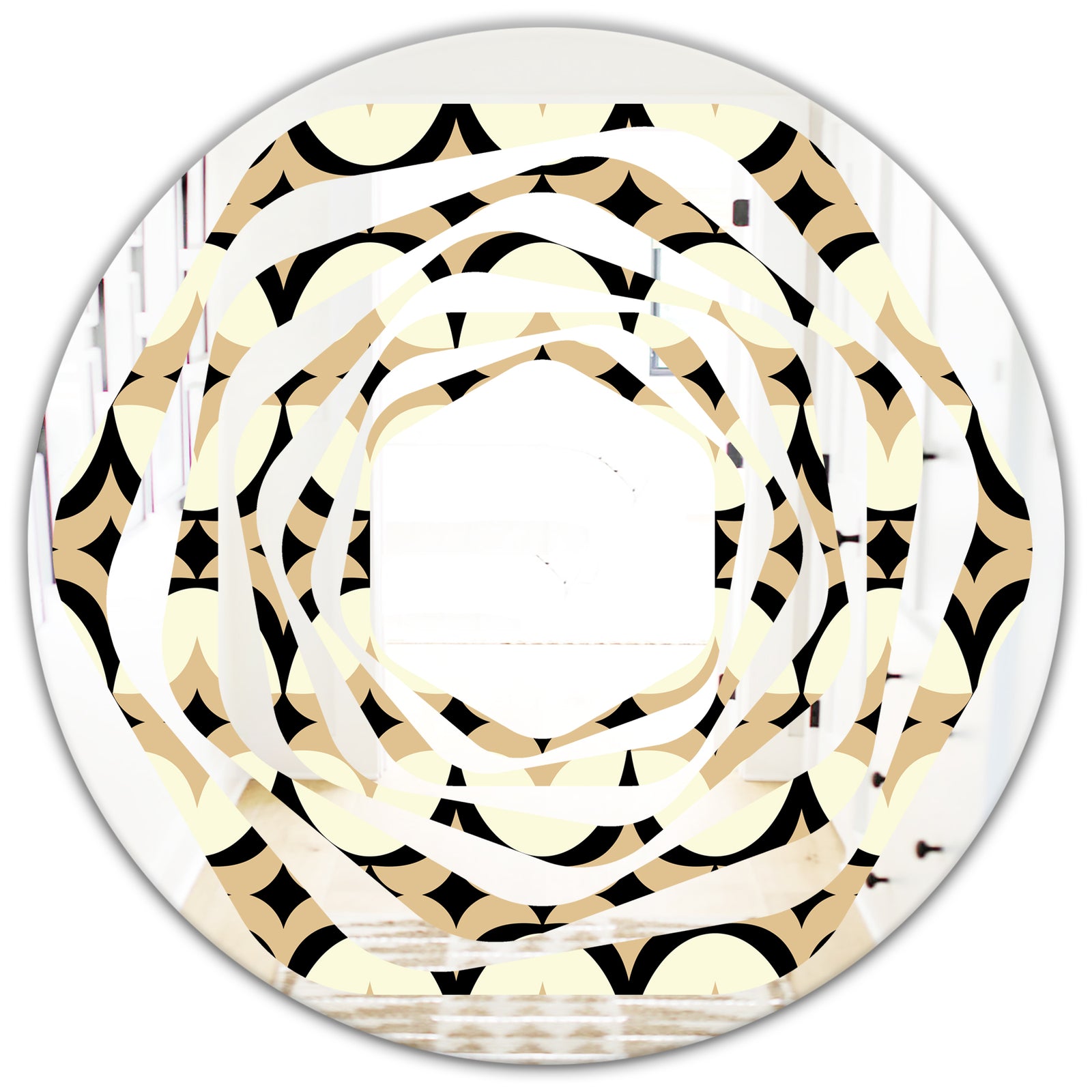 Abstract Retro Geometrical Design VII - Modern Round or Oval Wall Mirror - Whirl