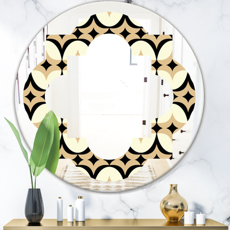 Abstract Retro Geometrical Design VII - Modern Round or Oval Wall Mirror - Quatrefoil