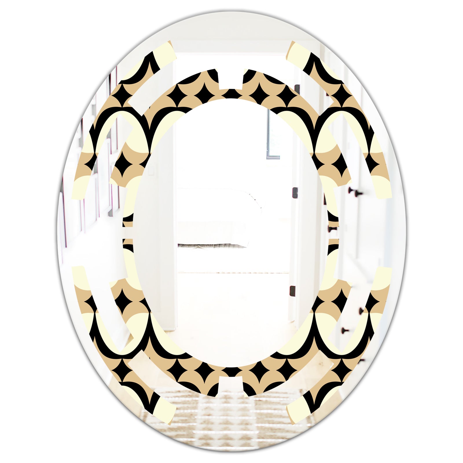 Abstract Retro Geometrical Design VII - Modern Round or Oval Wall Mirror - Space