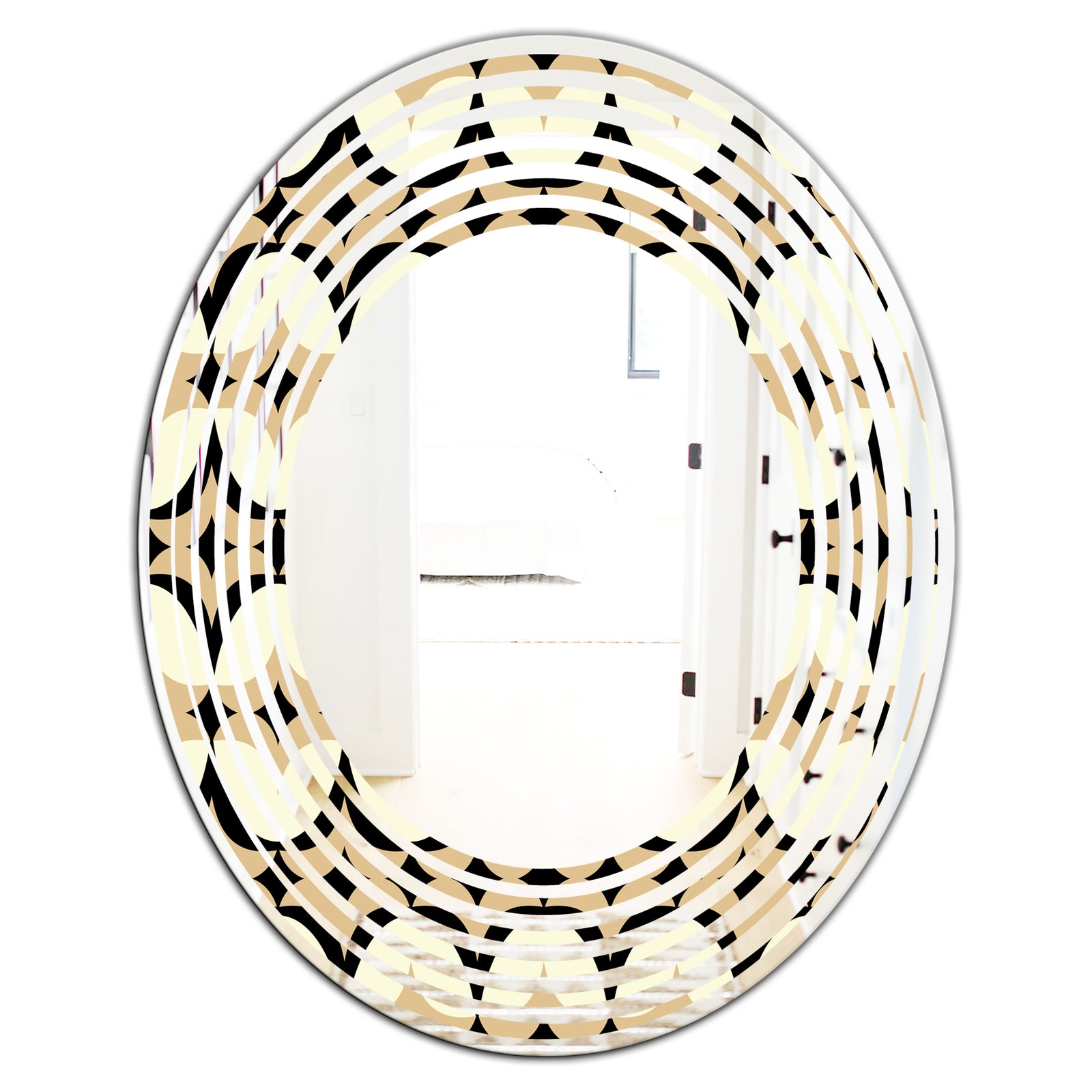 Abstract Retro Geometrical Design VII - Modern Round or Oval Wall Mirror - Wave