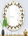 Abstract Retro Geometrical Design VII - Modern Round or Oval Wall Mirror - Leaves