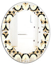Abstract Retro Geometrical Design VII - Modern Round or Oval Wall Mirror - Leaves