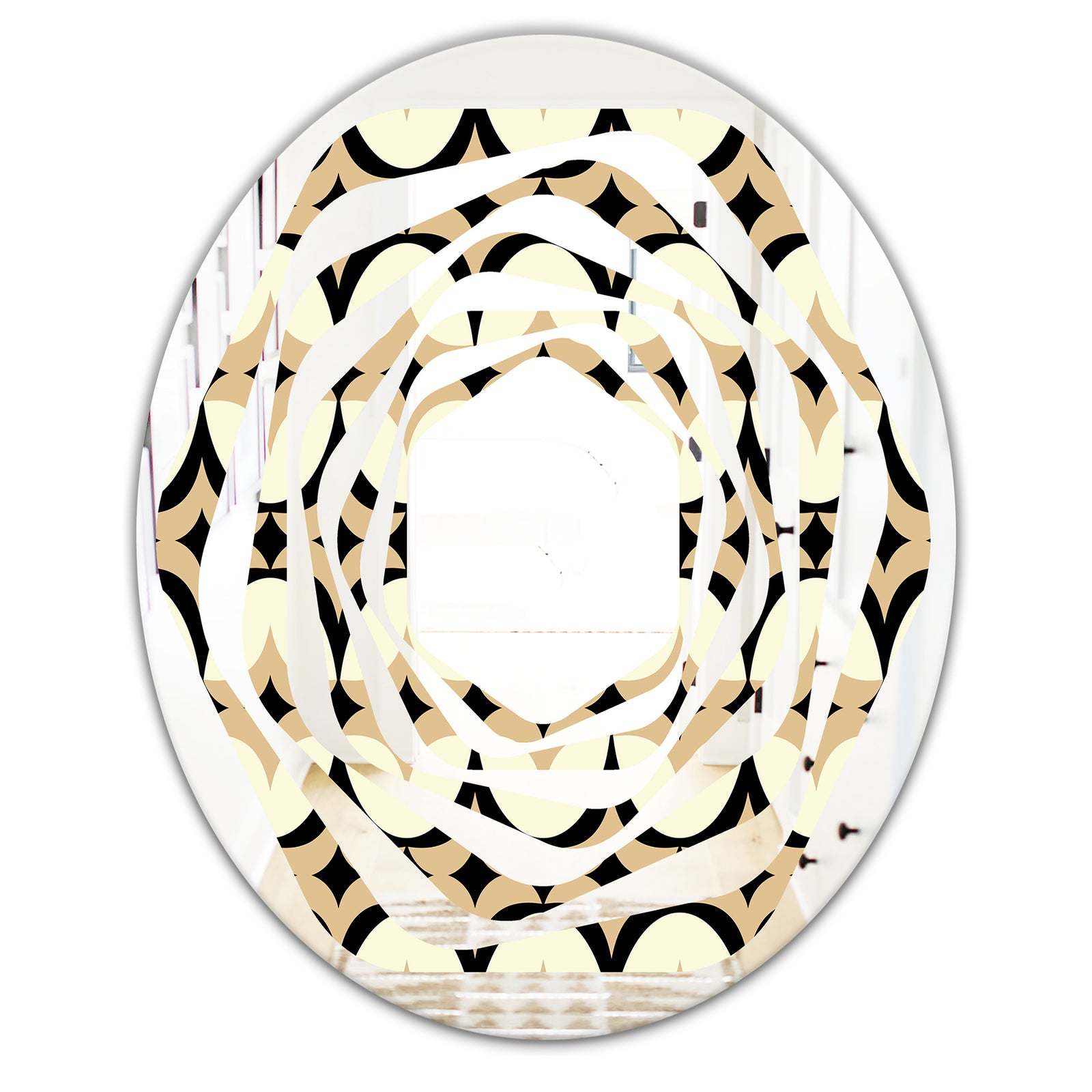 Abstract Retro Geometrical Design VII - Modern Round or Oval Wall Mirror - Whirl