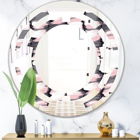 Paint brush strokes pattern - Modern Round or Oval Wall Mirror - Space
