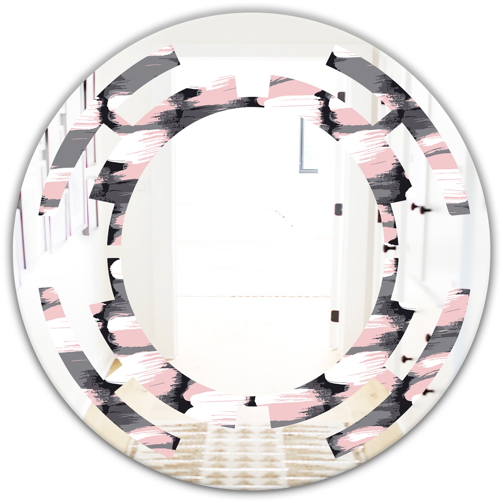 Paint brush strokes pattern - Modern Round or Oval Wall Mirror - Space