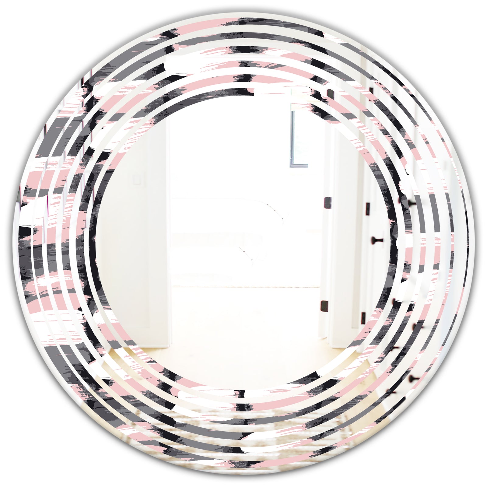 Paint brush strokes pattern - Modern Round or Oval Wall Mirror - Wave