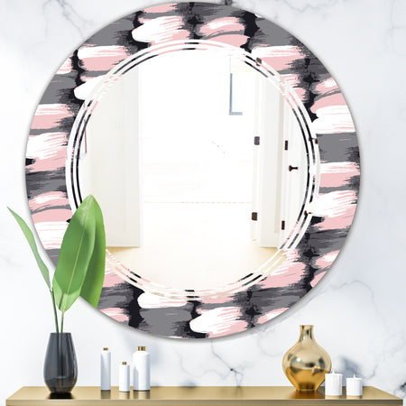 Paint brush strokes pattern - Modern Round or Oval Wall Mirror - Triple C