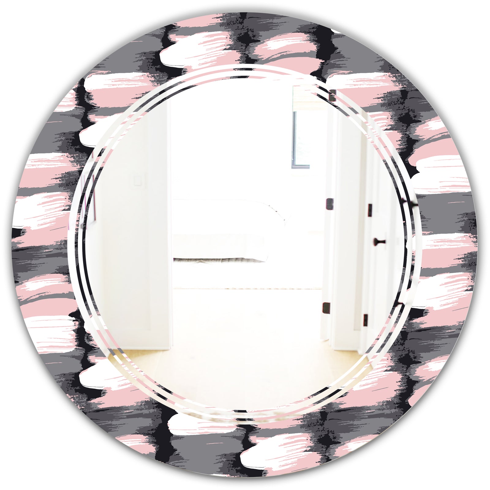 Paint brush strokes pattern - Modern Round or Oval Wall Mirror - Triple C