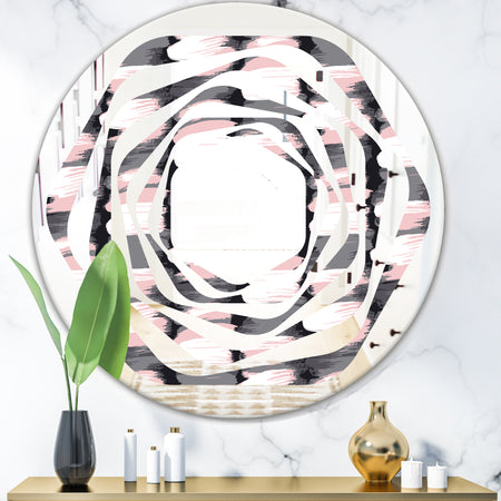 Paint brush strokes pattern - Modern Round or Oval Wall Mirror - Whirl