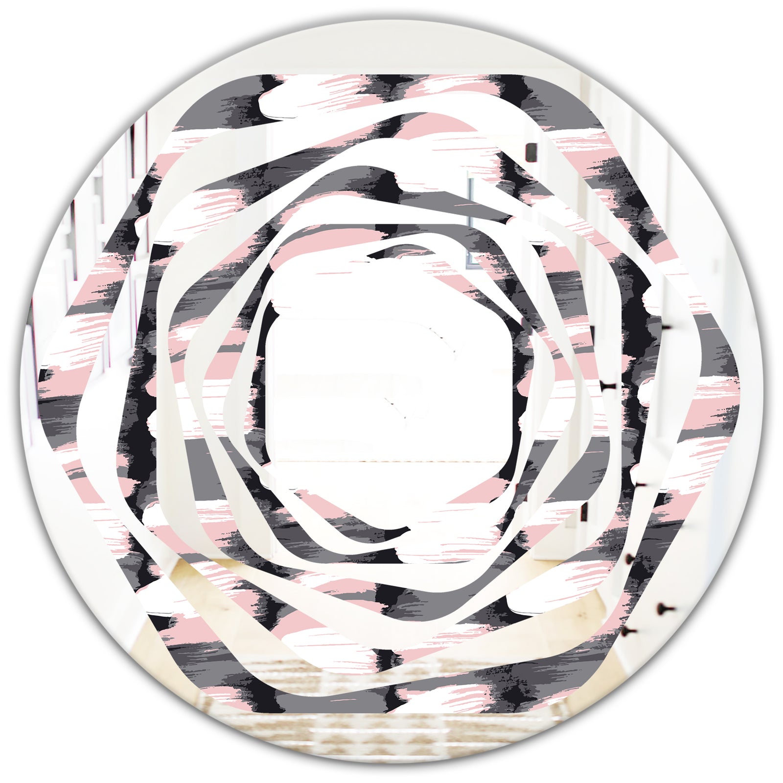 Paint brush strokes pattern - Modern Round or Oval Wall Mirror - Whirl