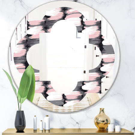 Paint brush strokes pattern - Modern Round or Oval Wall Mirror - Quatrefoil