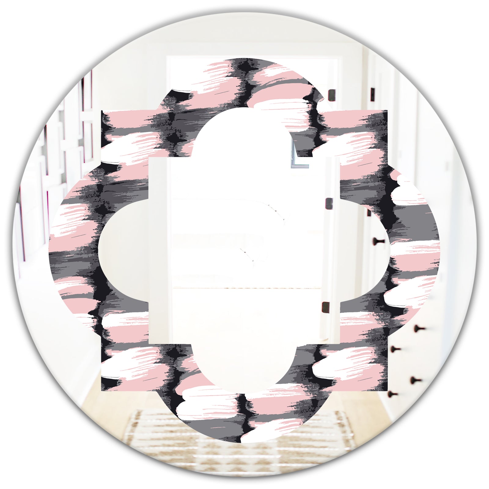 Paint brush strokes pattern - Modern Round or Oval Wall Mirror - Quatrefoil