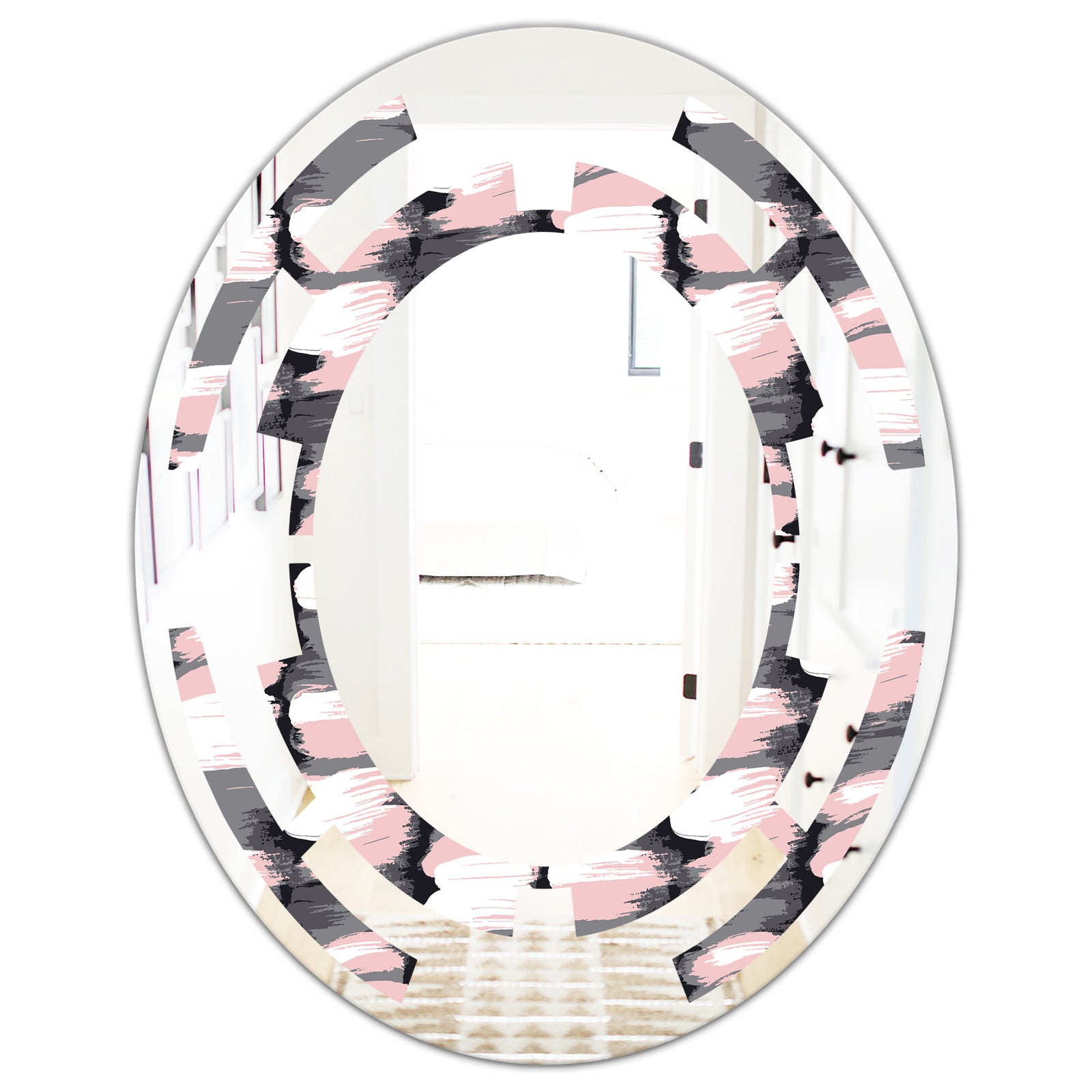 Paint brush strokes pattern - Modern Round or Oval Wall Mirror - Space
