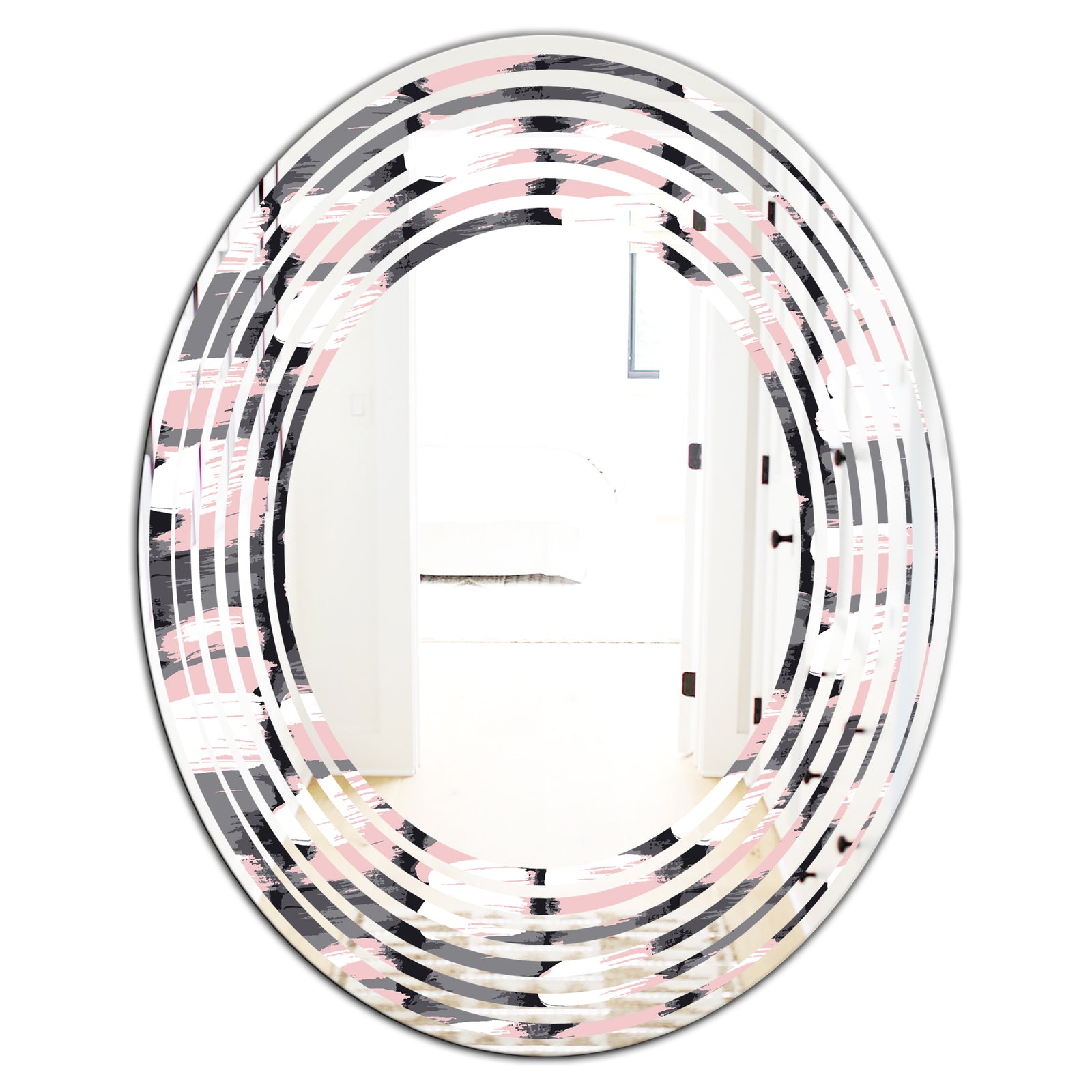 Paint brush strokes pattern - Modern Round or Oval Wall Mirror - Wave