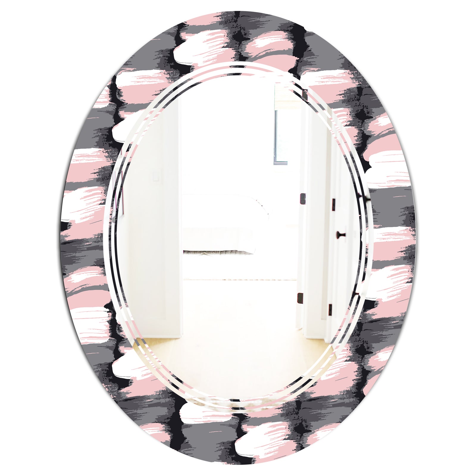 Paint brush strokes pattern - Modern Round or Oval Wall Mirror - Triple C