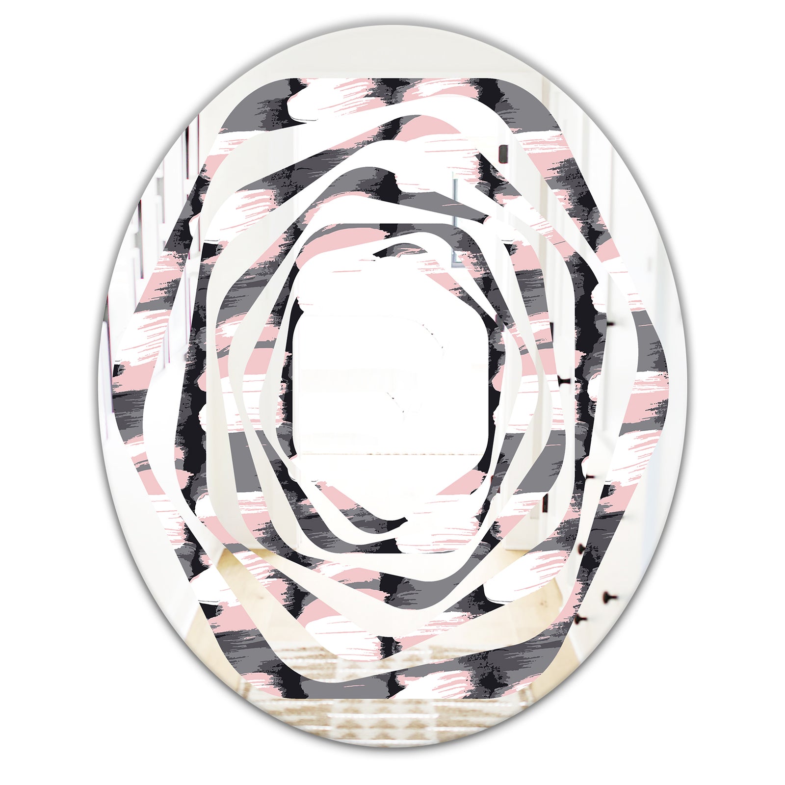 Paint brush strokes pattern - Modern Round or Oval Wall Mirror - Whirl