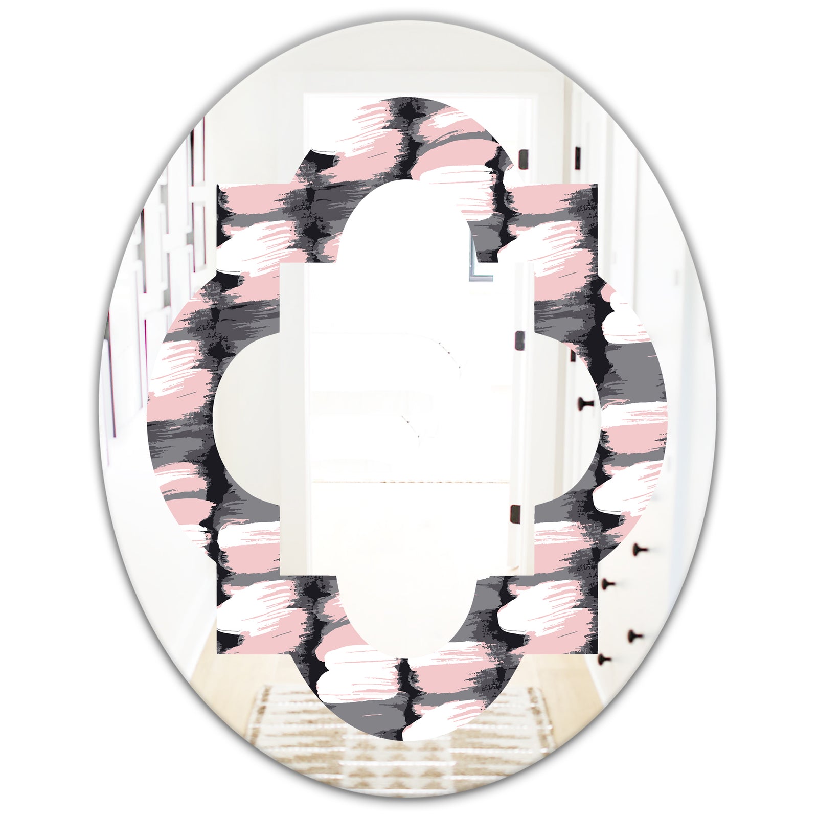 Paint brush strokes pattern - Modern Round or Oval Wall Mirror - Quatrefoil