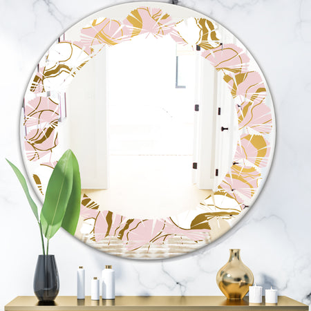 Golden Marble II - Modern Round or Oval Wall Mirror - Leaves