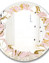 Golden Marble II - Modern Round or Oval Wall Mirror - Leaves