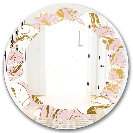 Golden Marble II - Modern Round or Oval Wall Mirror - Leaves