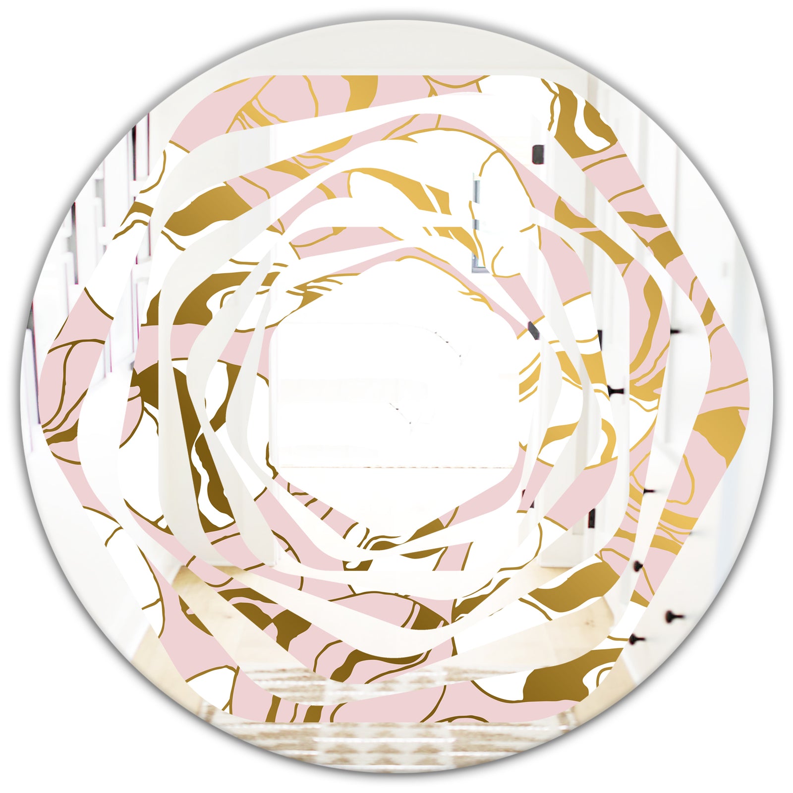 Golden Marble II - Modern Round or Oval Wall Mirror - Whirl