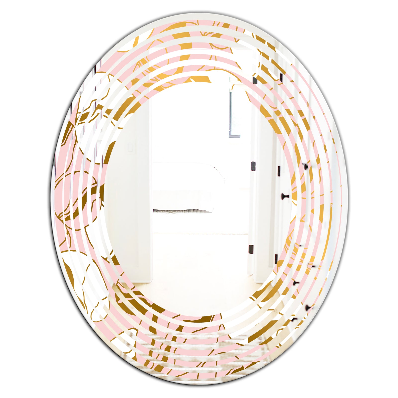 Golden Marble II - Modern Round or Oval Wall Mirror - Wave